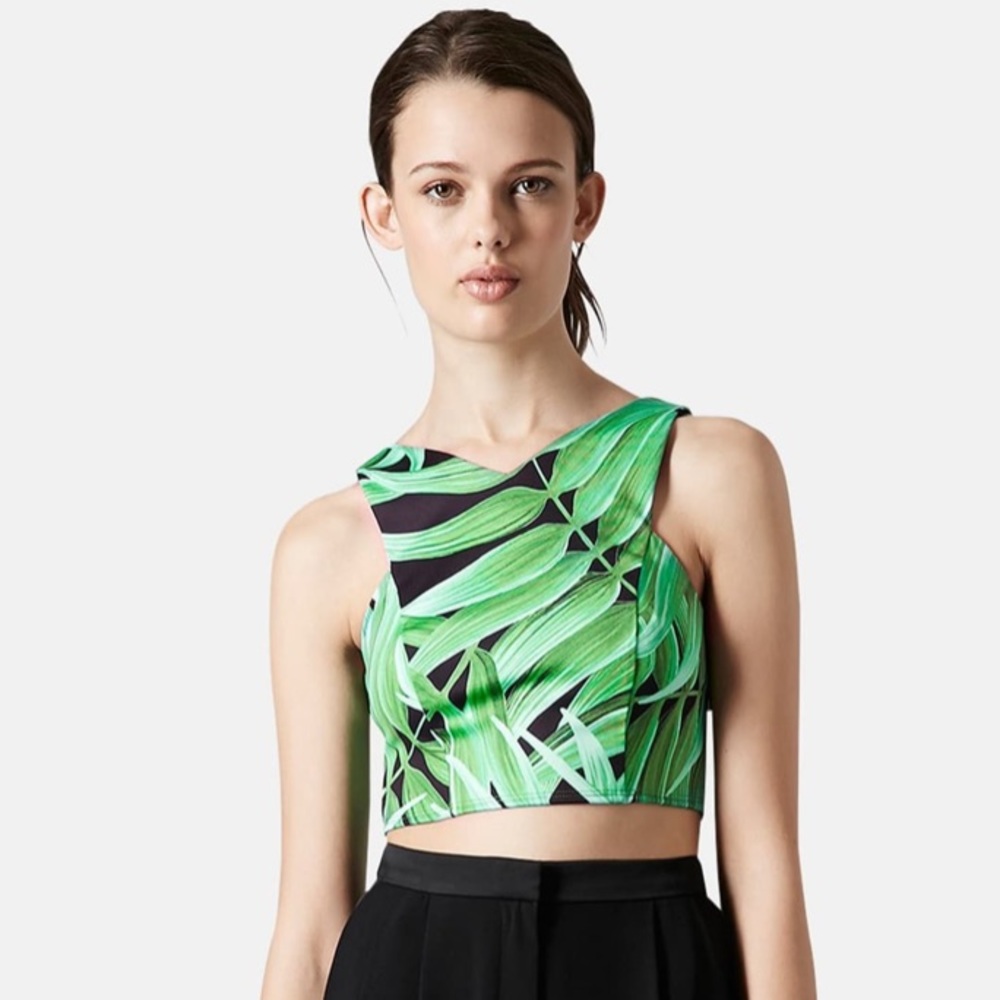 Topshop Leaf Print Crop Top